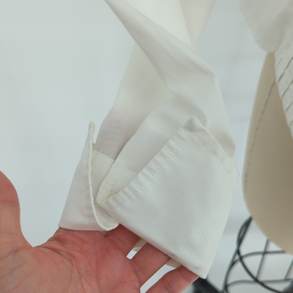 Conrad C Striped Pleats Button Down Top White Size 6P preppy Business casual - Picture 5 of 10